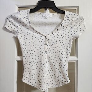 Sage + Stone Floral Waffle Knit Henley Top Small Style 4K14827